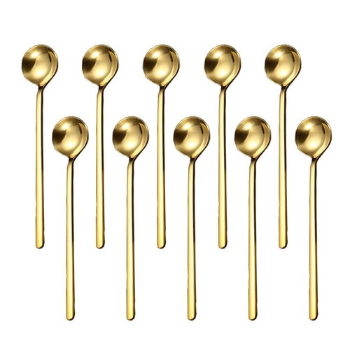 Coffee Spoons Set Of 10 Stirring Spoons Tea Spoons Long Handle Gold Teaspoons