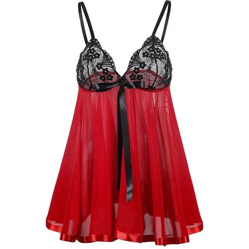 Womens Sexy Lingerie Sleepwear Nightwear Underwear Teddy Babydoll Lace Dress Set - Foto 10 di 69
