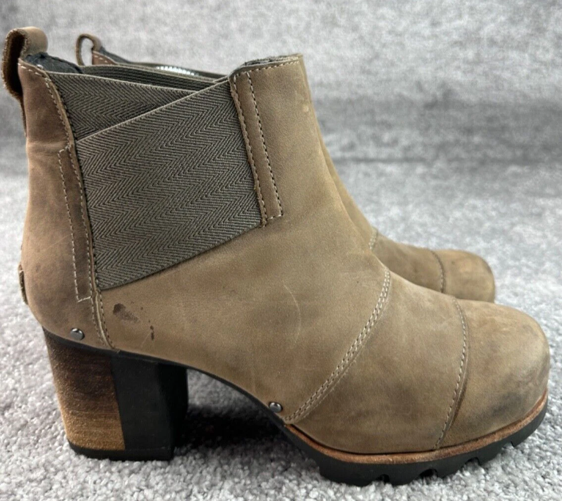 sorel addington chelsea high heel waterproof nubuck leather boots