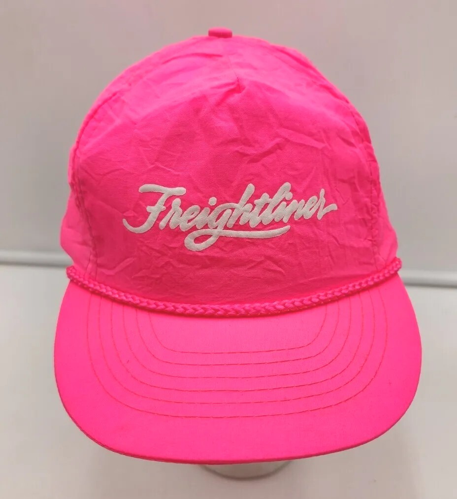 Vintage Neon Hot Pink Freightliner Otto Trucker Cap Hat Pink
