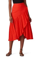 $236 Love, Whit by Whitney Port RTR Womens Red Ruffle Skirt Size Small