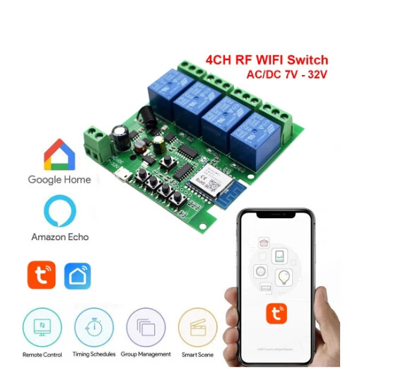 4CH WiFi RF Smart Switch Module Google Alexa Smart Life APP Wireless Controller - Image 2 of 4