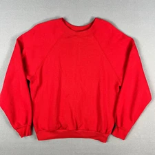 VTG Tultex Raglan Sweatshirt Fits Medium 1980s Red Blank Essential Soft USA