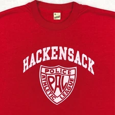 NOS vtg 80s HACKENSACK NEW JERSEY POLICE ATHLETIC LEAGUE T-Shirt L single stitch