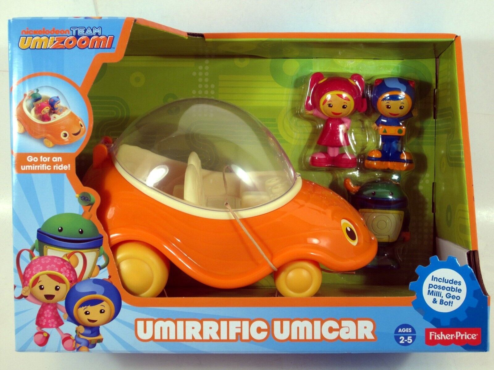 Fisher-Price Team Umizoomi UMIRRIFIC UMICAR with Geo, Milli & Bot UMI CAR New!