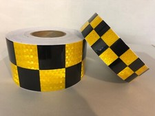 Black & Yellow Chequer High Intensity Reflective Tape Self-Adhesive Waterproof 