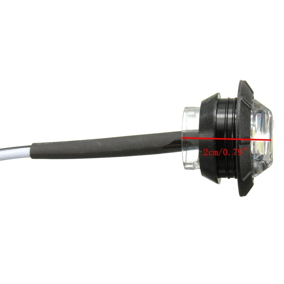 12/24V Red Yellow White Mini 12V 3/4" Round Side LED Marker Trailer Bullet Light - Image 2 of 4