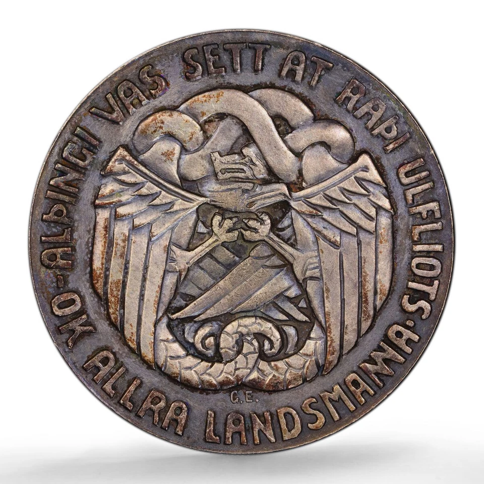 Islandia 5 coronas 1000 años Althing Ulfliot dragón mate MS63 PCGS moneda Ag 1930 Foto 2 de 4