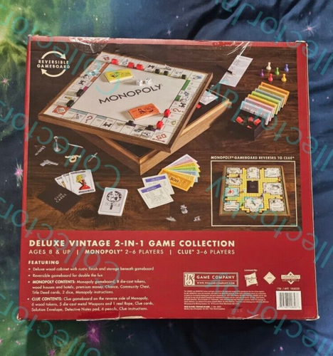 Monopoly & Clue 2 in 1 Deluxe Wooden Vintage Edition Wood Board Game Set *New* - Picture 2 of 2
