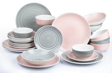 24-Piece Dinner Set Round Square Crockery Porcelain Stoneware Plates Bowls Mugs