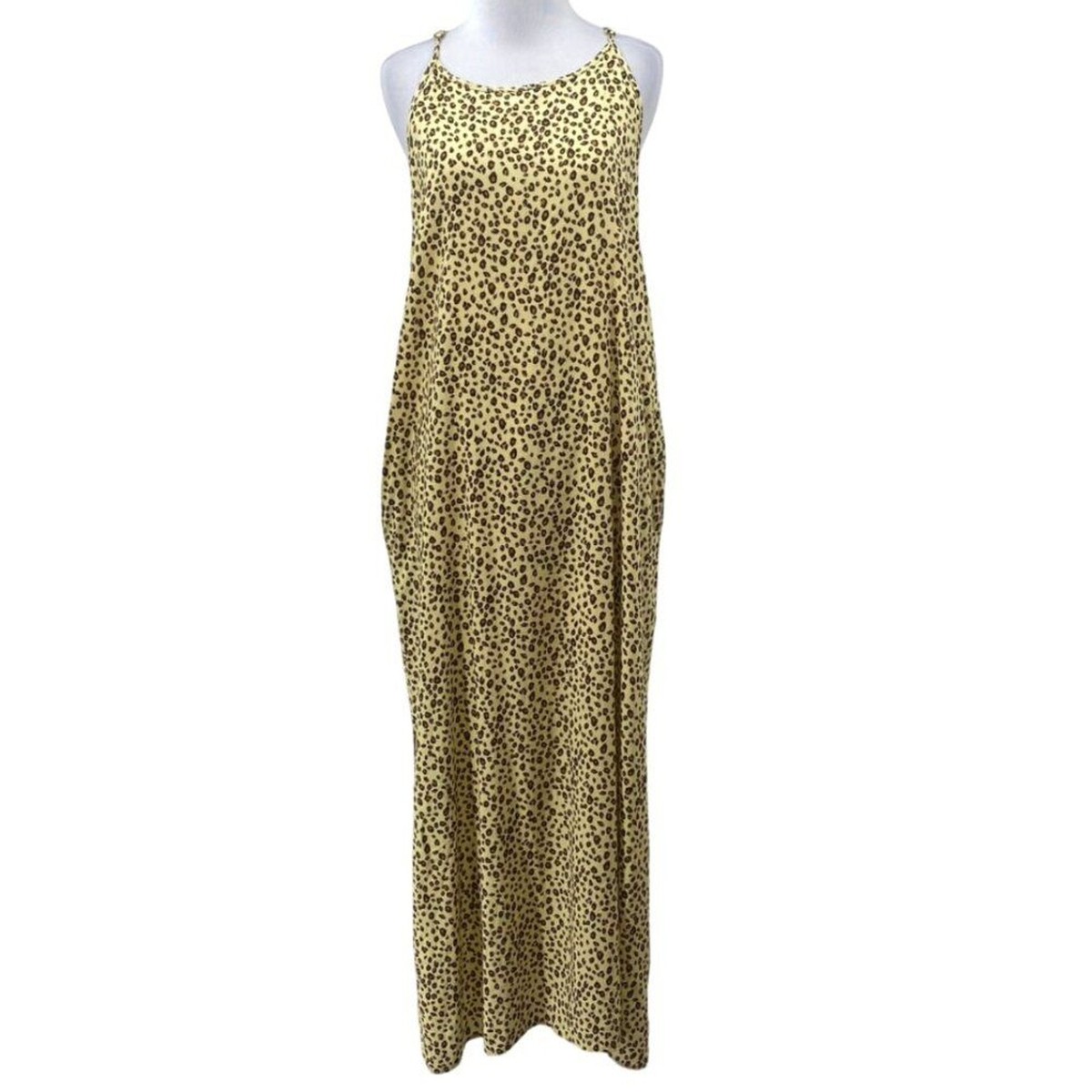 fitted lace wedding dress Taupe Leopard Print Denim Pocketed Maxi Dress - All Dresses main image 1