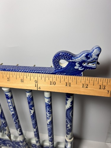 VTG Chinese Blue White Porcelain Dynasty Palace Dragon Calligraphy Brush Holder - Picture 6 of 20