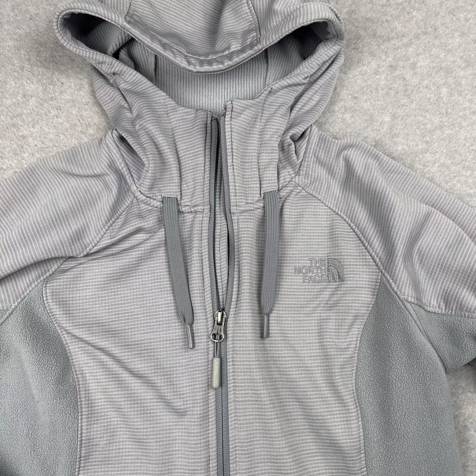 north-face knit hooded zip fleece jacket