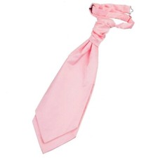 Baby Pink Mens Pre-Tied Wedding Ruche Cravat Satin Plain Solid by DQT