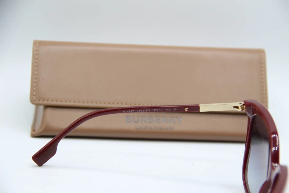 NUEVO BURBERRY B 4347 3403/8G BORGOÑA DEGRADADO MONTURAS AUTÉNTICAS GAFAS DE SOL 56-17 Foto 3 de 4