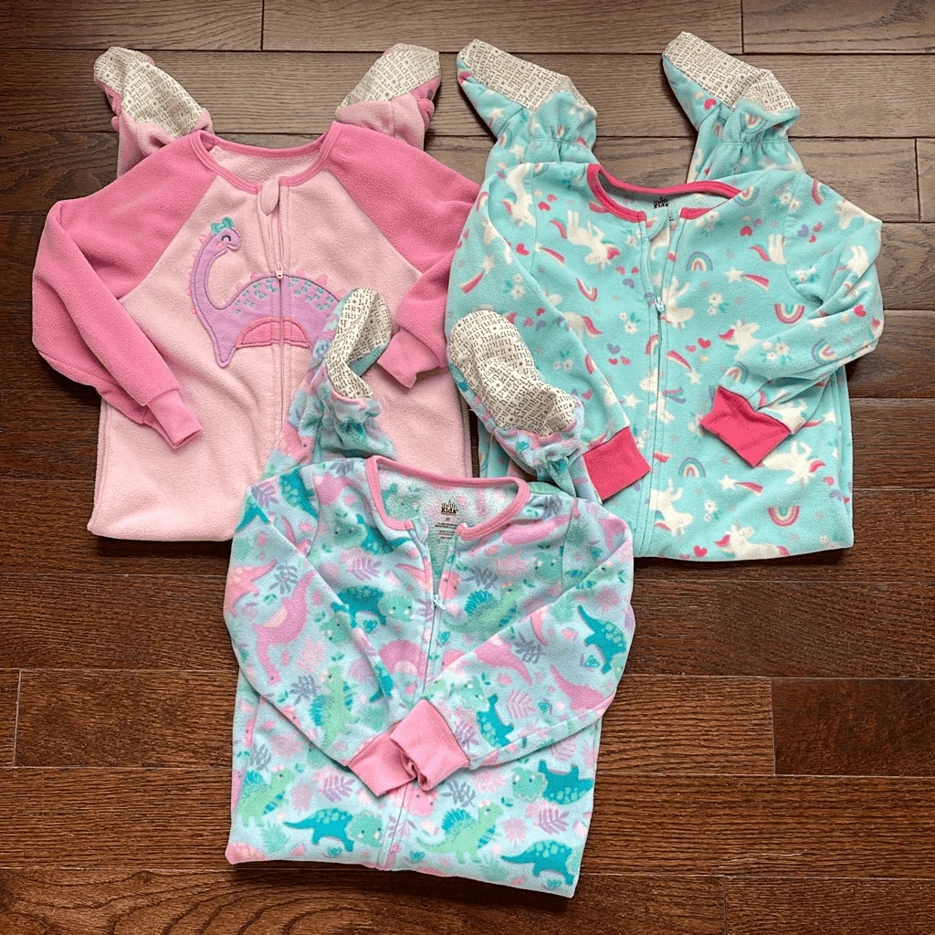 Kids Headquarters Footed Fleece Pajamas Sleepwear Bundle Cotton 3T