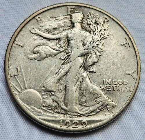 ⭐️1929 D Walking Liberty Half Dollar - VF + 90% Silver