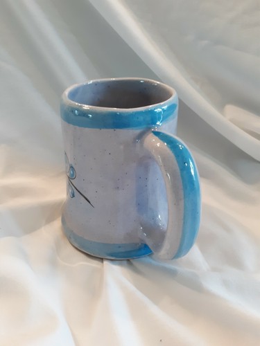 Tonala Mexico Mexican Blue Pottery Mug Stein Cup Bird Butterfly Flowers Vintage - Picture 5 of 10