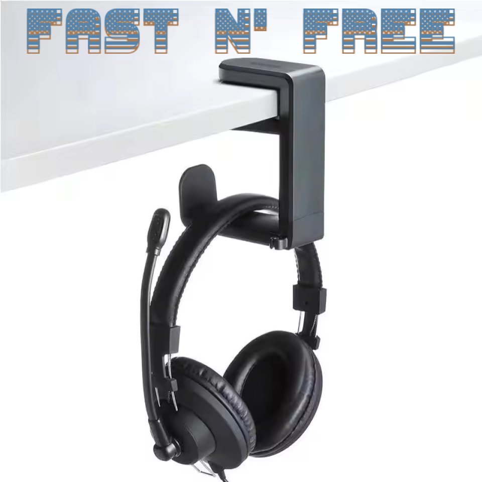 360-Degree Aluminum Headset Stand with Durable Headphone Holder Hook-image
