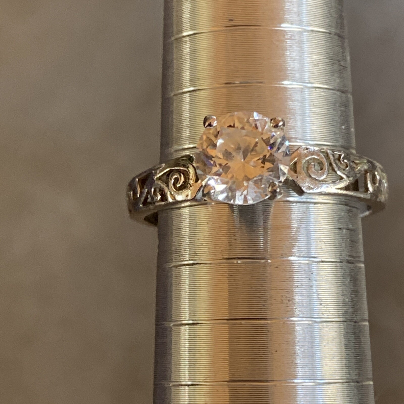 Sterling silver Solitaire Stone Open Scrollwork W… - image 8