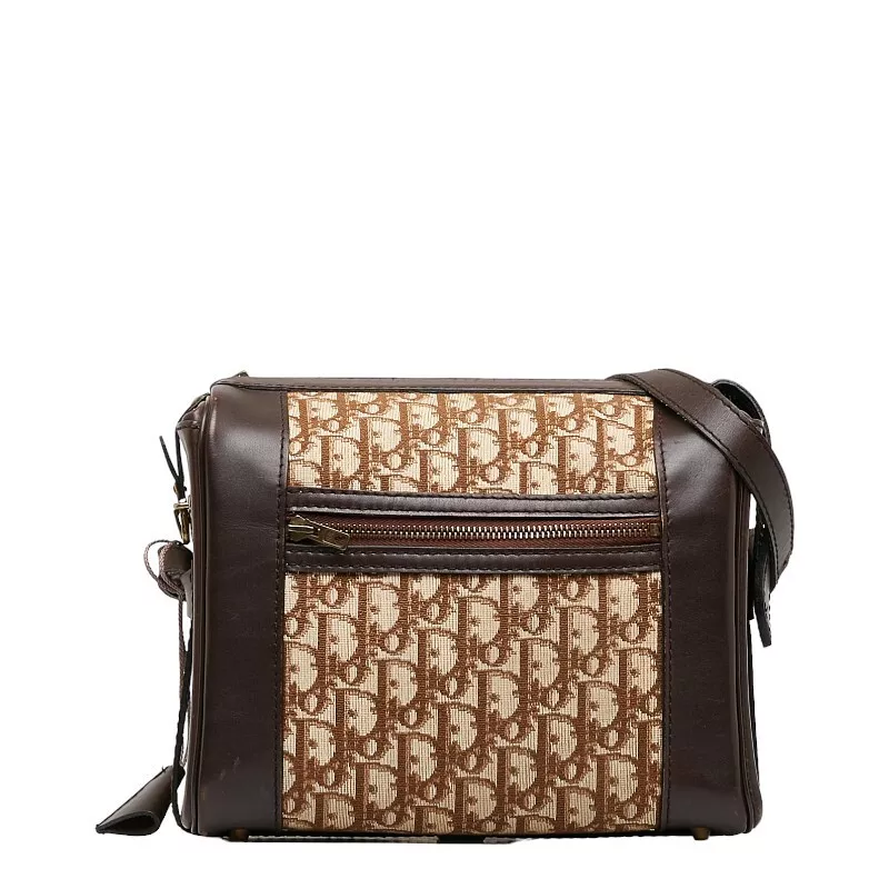 Sac bandoulière Christian Dior Trotter vintage toile cuir marron beige