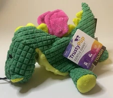 TrustyPup Tough 'N Fun Durable Tough Dog Puppy Dragon Chew Squeak Tug Plush Toy