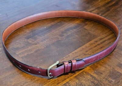 Coach belt vintage brown leather brass buckle 34 display picture 3