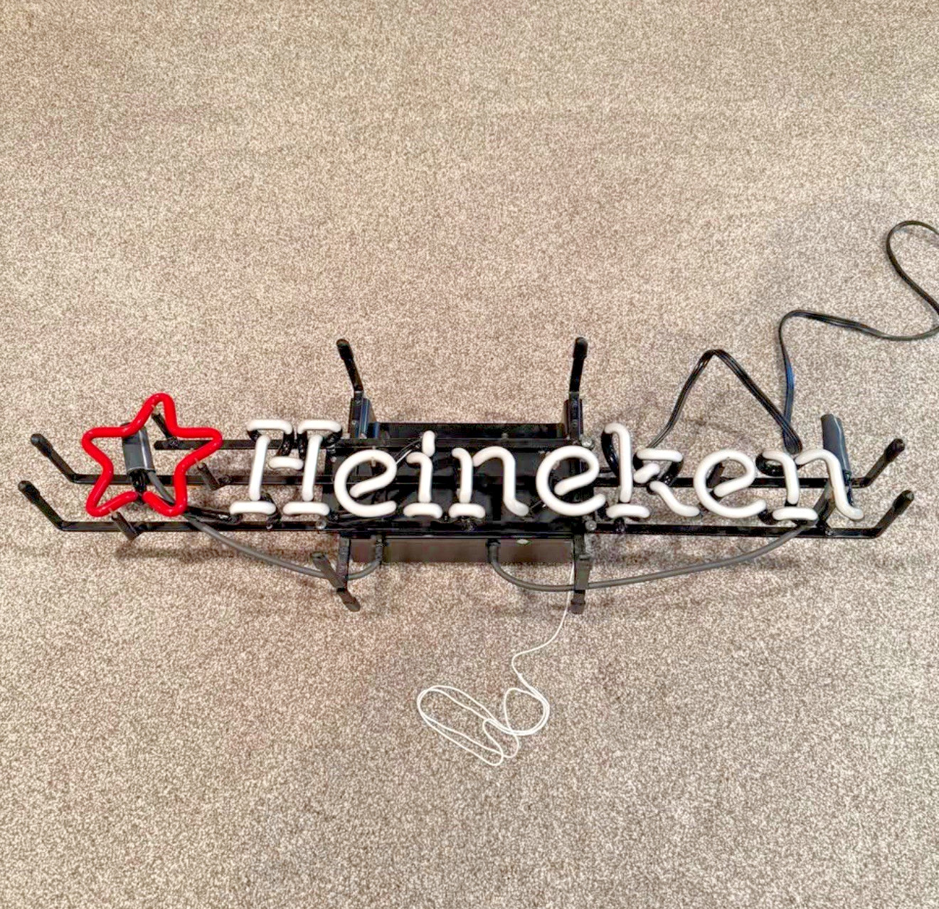 Vintage Heineken Beer Neon Sign Bar Mancave Sign 28” x 8” HEAVY RARE VGC