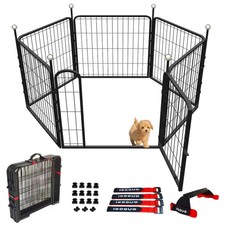 Puppy Playpen Indoor/Outdoor,24'' Portable Dog Playpen with Easy-Carry Straps,6