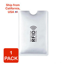 1 Pack- Silver RFID Anti Theft Blocker Protector Credit Card Sleeve Travel