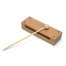 Wood Block Musical Instrument with Mallet Solid Hardwood Percussion Rhythm