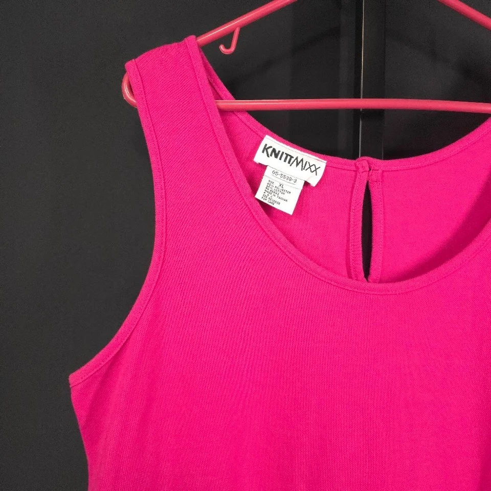 Macacão feminino vintage Knitmixx anos 90 rosa skort vestido túnica Barbiecore - Imagem 2 de 4