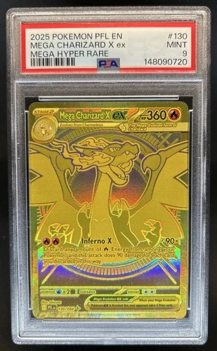 2025 Pokemon Phantasmal Flames Mega Charizard X ex Hyper Rare #130/094 PSA 9