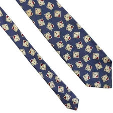 Polo Ralph Lauren Silk Tie Mens 58 x 3.75 Blue Geometric USA Vintage 90s Necktie