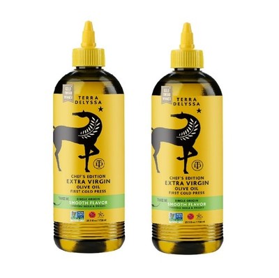 Terra Delyssa Single Origin EVOO Squeeze Bottle, Smooth, 25.5 fl oz. Pack of 2