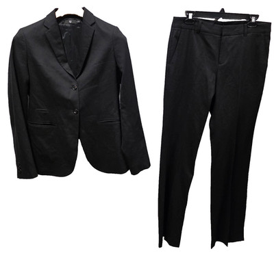 Jil Sander J+ Uniqlo Black 2 Button Blazer pants suit set L Large
