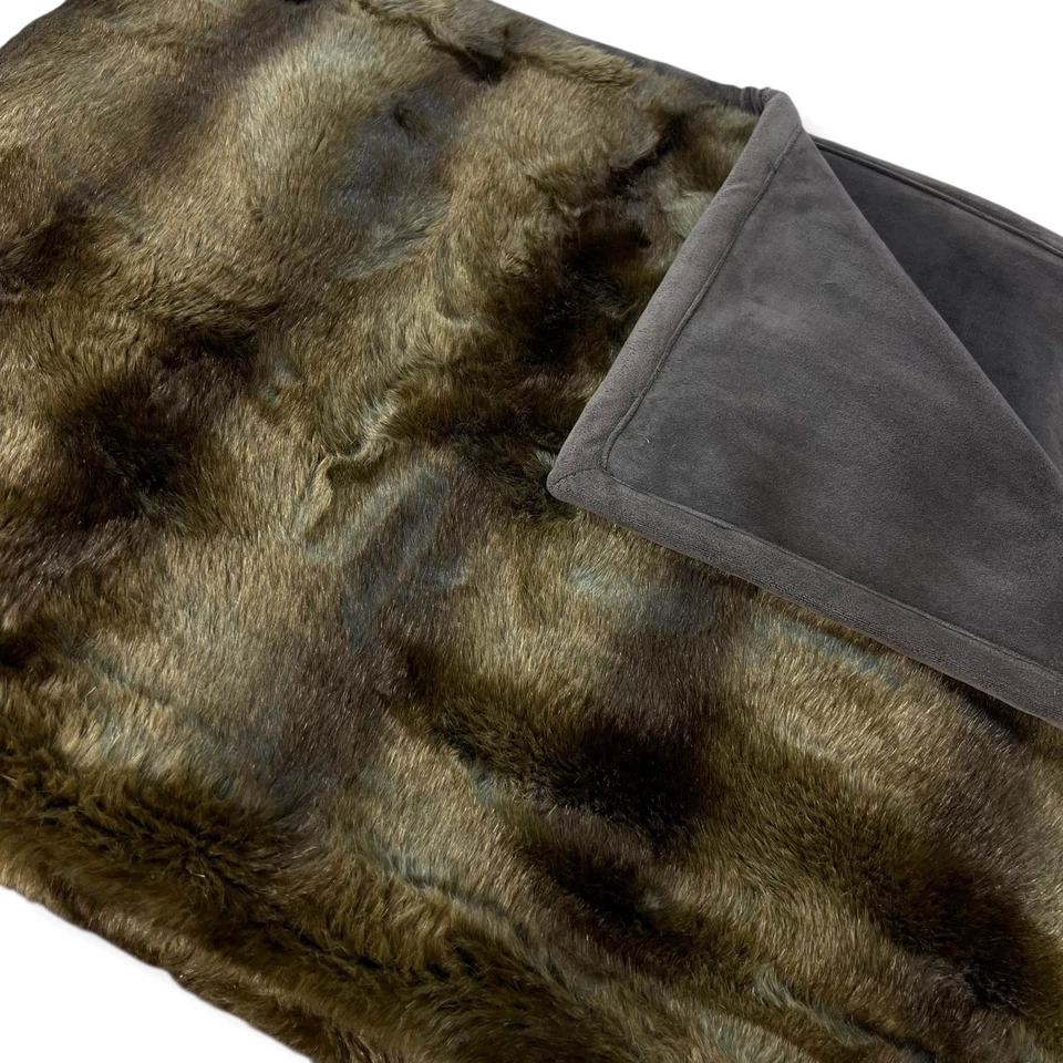 Manta Pottery Barn Visón Imitación Piel Felpa Marrón Ombre Acogedora Pesada 50 X 60 Foto 2 de 4