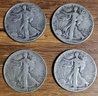 1941 (2) 1943 1946 WALKING LIBERTY HALF DOLLAR .900 SILVER 4 Coins