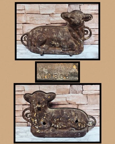 Antique Griswold Cast Iron Lamb Cake Mold #866 Two Pieces. Guaranteed Original