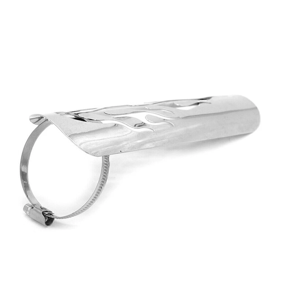 1x Motorcycle Chrome Exhaust Muffler Pipe Heat Shield Cover Heel Guard Universal Foto 4 de 4