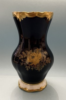 Vintage Vase,echt Kobalt,Weimar, Weimar Porzellan, Gold, 14cm