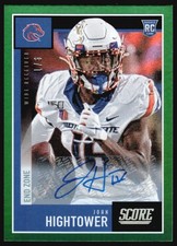 2020 Panini Score End Zone JOHN HIGHTOWER Green Foil Rookie Auto 1/6 #429