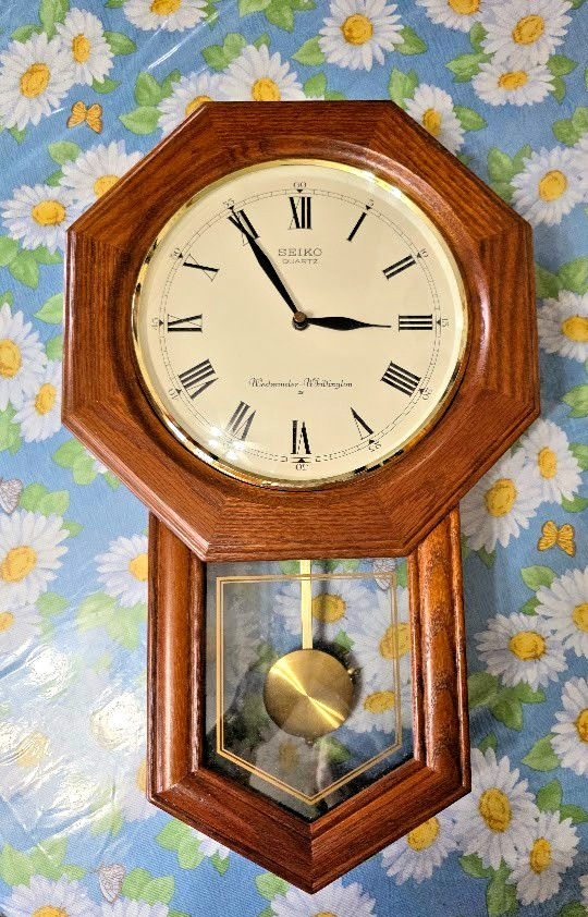 Seiko Wall Pendulum Schoolhouse Clock QXH102BC Solid Oak Dark Brown PARTS ONLY