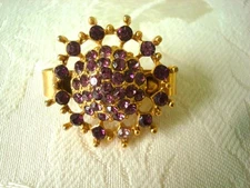Vintage Gold Tone Scarf Clip With Purple Rhinestones KJ