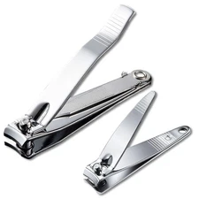 Nail Clippers Set, Two Sharp Curved Fingernail & Toenail Clippers with Nail Fil