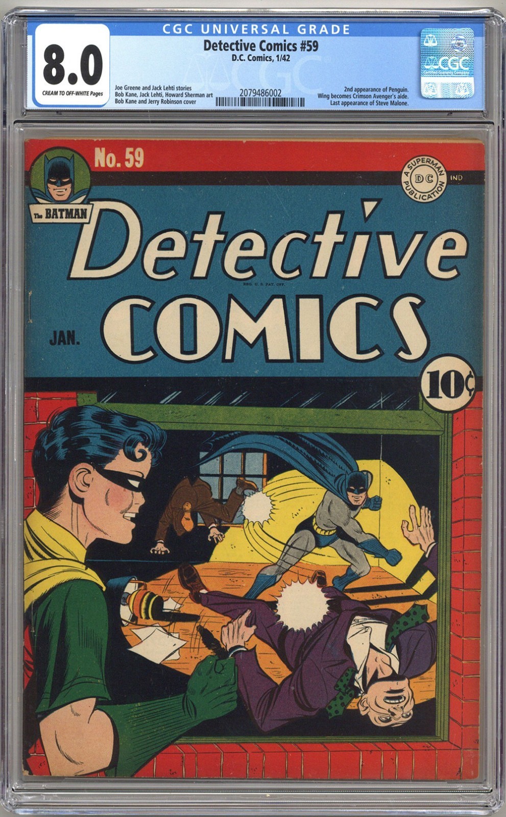 DETECTIVE COMICS #59 CGC 8.0 CREAM TO OFF-WHITE PAGES DC COMICS 1942