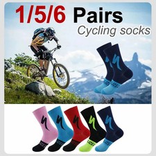 5Pairs Unisex Cycling Socks Fashionable Color Blocking Printing Soft Comfor