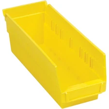 Nestable Shelf Bin Plastic 4-1/8"W x 11-5/8"D x 4"H Yellow Lot of 24