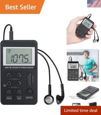 Compact AM/FM Pocket Radio - Rechargeable with Earphones for Active Lifestyles
