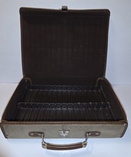 Vintage 30pc Cassette Tape Holder Case Portable Brown Fabric By Service Mfg RARE